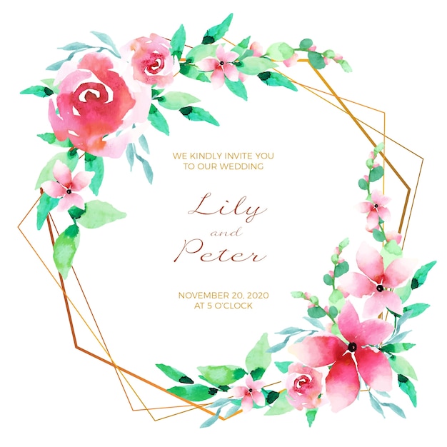 Ramka karty kwiatowy zaproszenie na ślub