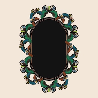 Ramka wektor wzór zielonego motyla, remiks z the naturalist’s miscellany autorstwa george shaw