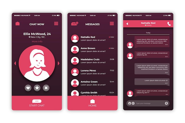 Bezpłatny wektor randki interfejs czatu aplikacji