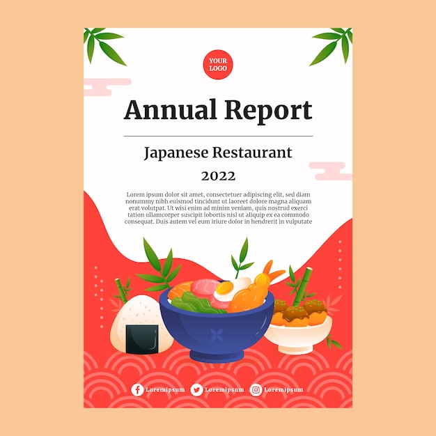 Bezpłatny wektor raport roczny japońskiej restauracji