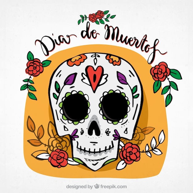 Bezpłatny wektor rę cznie rysowane mexican czaszki tle