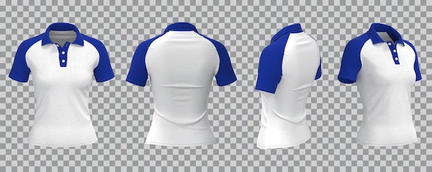 Bezpłatny wektor realistyczna biało-niebieska damska koszulka polo w innym widoku