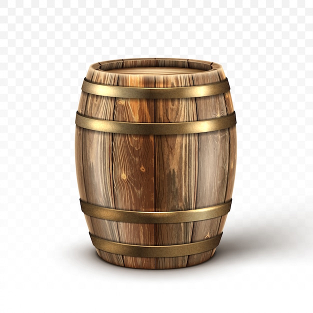 Bezpłatny wektor realistyczna drewniana beczka na wino lub piwo