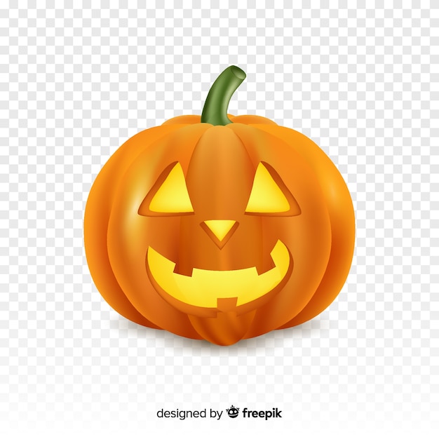 Realistyczna halloween szczęśliwa dynia z przezroczystym tłem