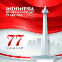 Bezpłatny wektor realistyczna ilustracja dzień niepodległości w indonezji