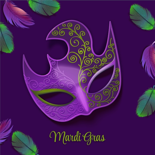 Realistyczna Ilustracja Mardi Gras Z Maską