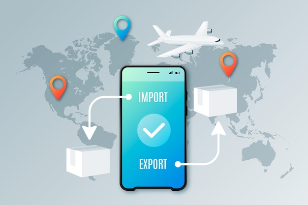 Bezpłatny wektor realistyczna infografika importu i eksportu