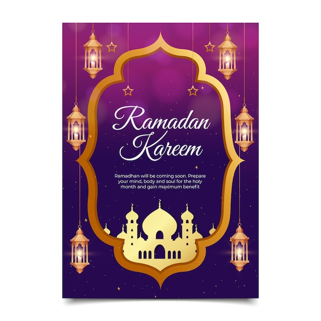 Bezpłatny wektor realistyczna kartka z życzeniami na ramadan