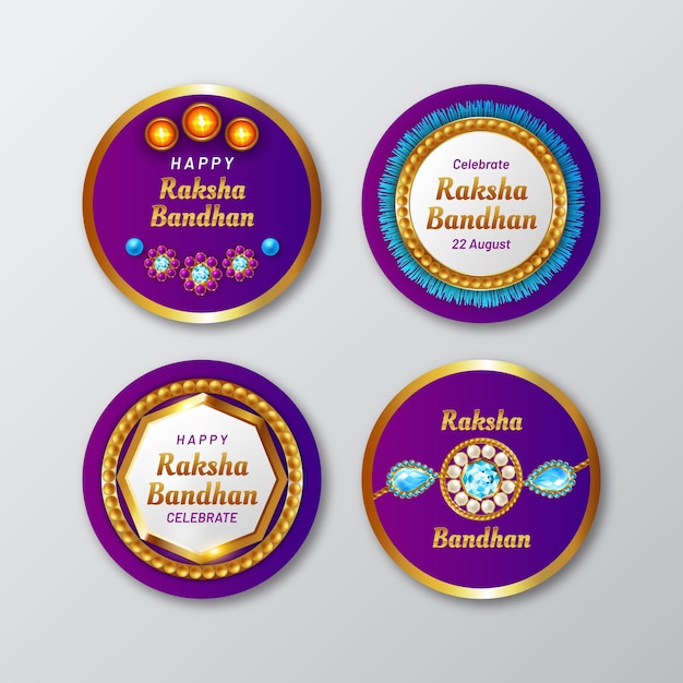 Realistyczna kolekcja etykiet raksha bandhan