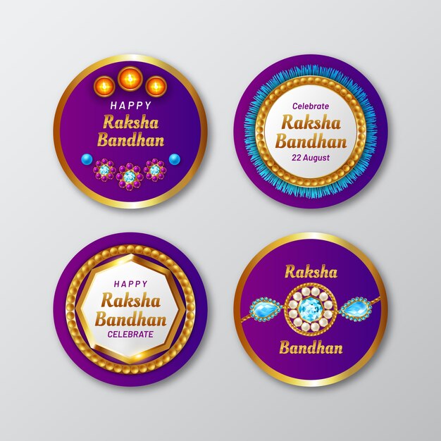 Realistyczna kolekcja etykiet raksha bandhan