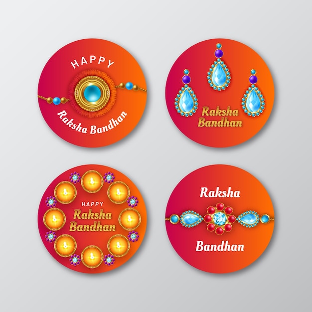 Realistyczna kolekcja etykiet raksha bandhan