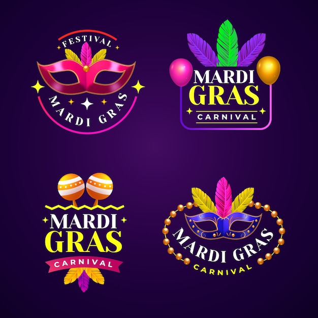 Realistyczna kolekcja odznak mardi gras