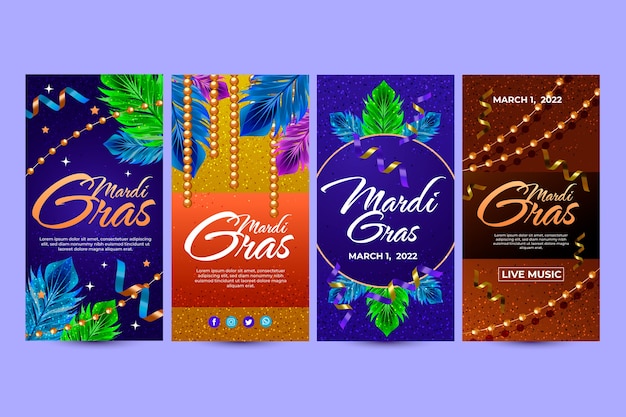 Realistyczna Kolekcja Opowiadań O Mardi Gras Na Instagramie