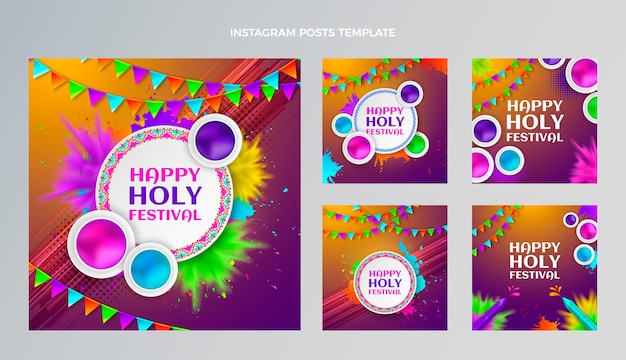 Realistyczna Kolekcja Postów Na Instagramie Holi