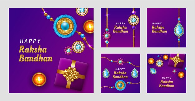 Realistyczna kolekcja postów na instagramie raksha bandhan