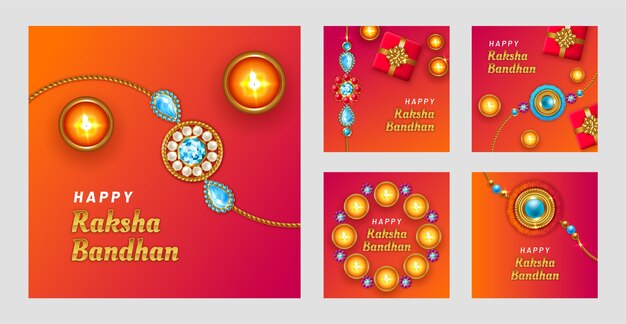 Realistyczna kolekcja postów na instagramie raksha bandhan