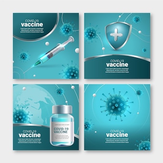 Realistyczna kolekcja postów na instagramie szczepionek