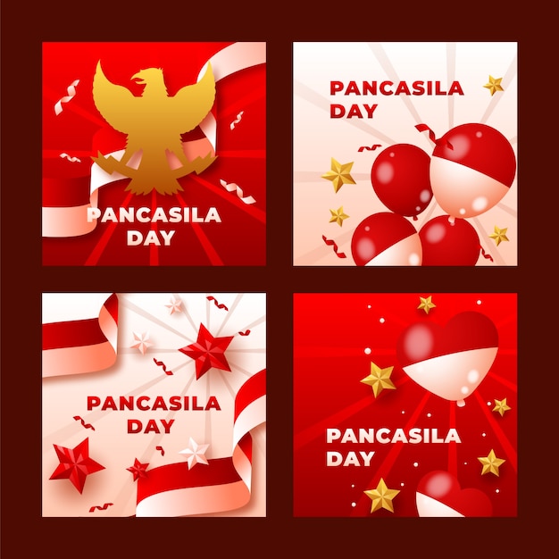 Realistyczna Kolekcja Postów Na Instagramie Z Dnia Pancasila