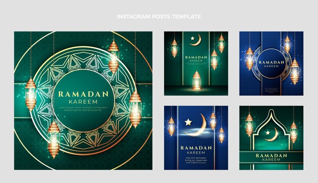 Realistyczna kolekcja postów na ramadan na Instagramie