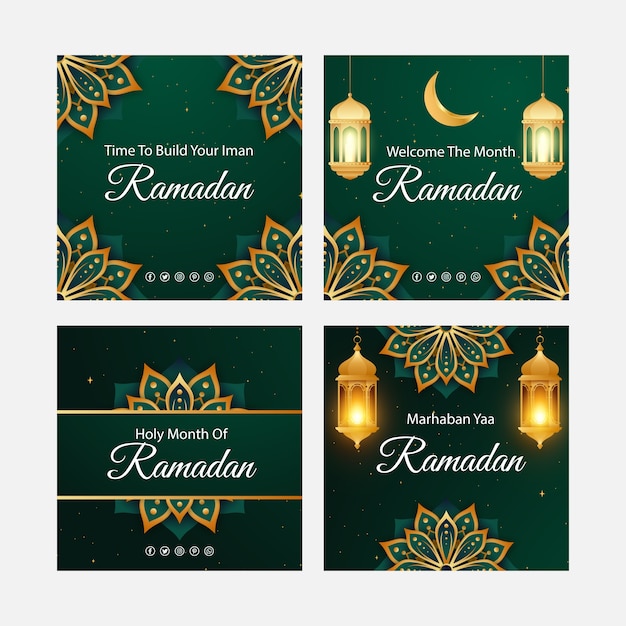 Bezpłatny wektor realistyczna kolekcja postów na ramadan na instagramie