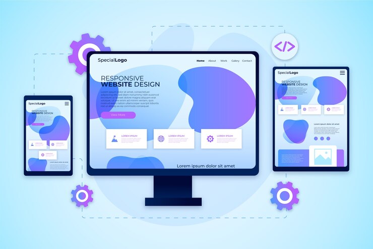 Bezpłatny plik Wektor realistyczna kolekcja responsywnych projektów stron internetowych
