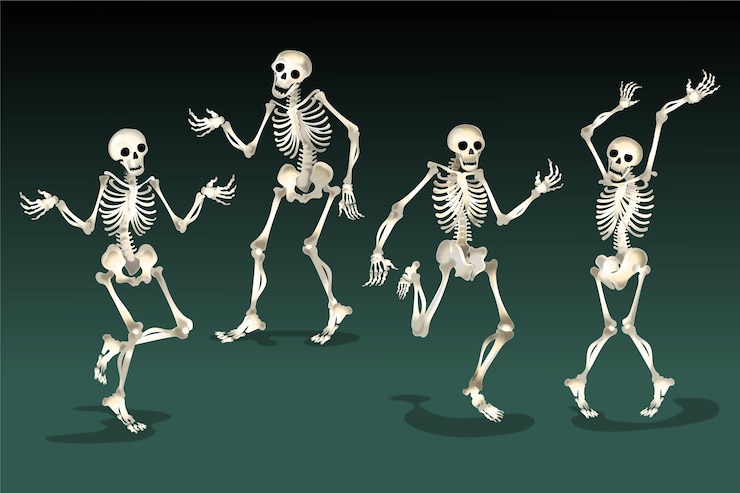 Bezpłatny plik Wektor realistyczna kolekcja szkieletów halloween