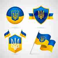 Bezpłatny wektor realistyczna kolekcja ukraińskich emblematów narodowych