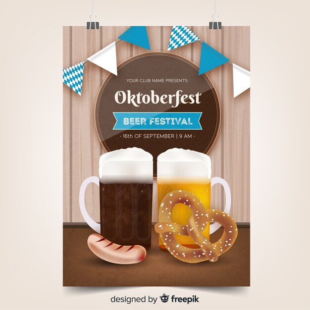 Realistyczna makieta oktoberfest plakat