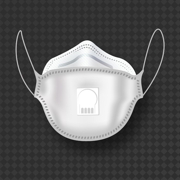 Bezpłatny wektor realistyczna medyczna maska oddechowa maska ochronna na twarz przed wirusami i zanieczyszczonym powietrzem opieka zdrowotna