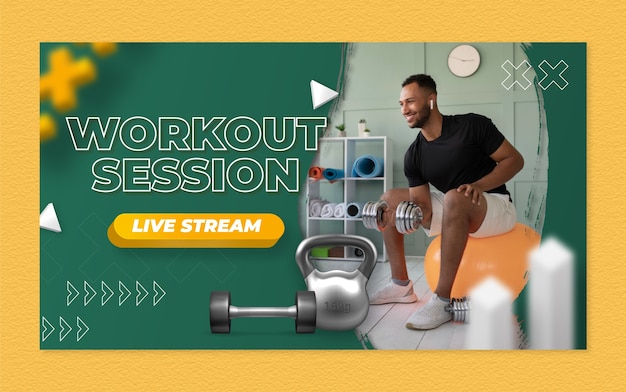 Bezpłatny wektor realistyczna miniatura youtube fitness