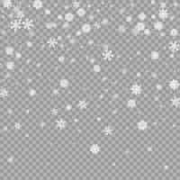 Bezpłatny wektor realistyczna nakładka spadającego białego śniegu na przezroczystym tle warstwa burzowa płatków śniegu