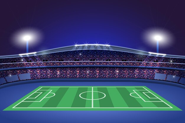 Realistyczna piłka nożna stadion piłkarski ilustracja