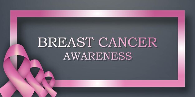 Bezpłatny wektor realistyczna różowa wstążka symbol świadomości raka piersi ilustracji wektorowych