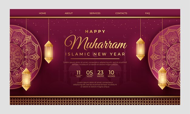 Realistyczna strona docelowa islamskiego nowego roku