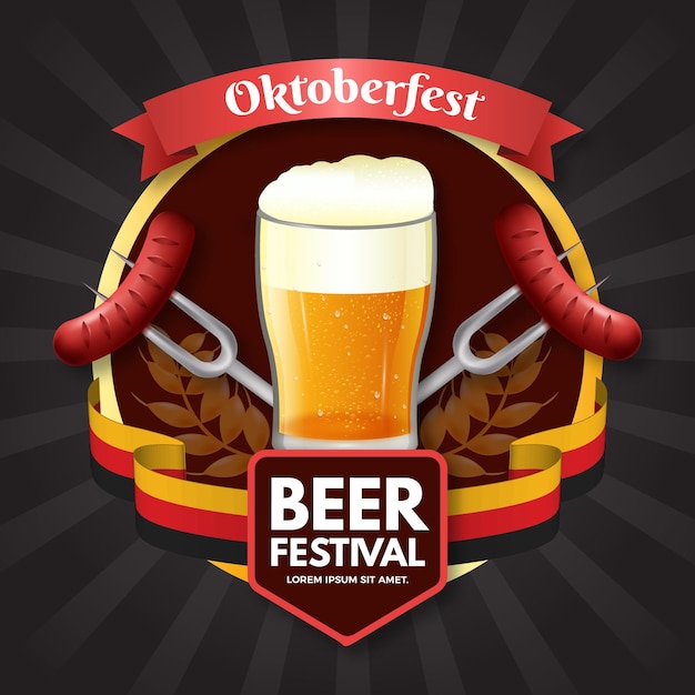 Bezpłatny wektor realistyczna szklanka piwa na imprezę oktoberfest