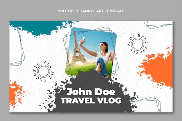 Bezpłatny wektor realistyczna sztuka podróżniczego kanału youtube