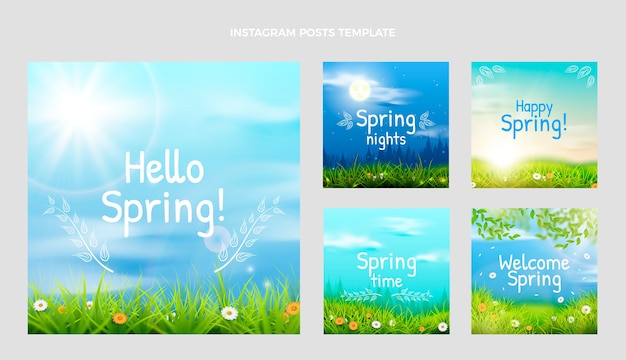 Realistyczna Wiosenna Kolekcja Postów Na Instagramie