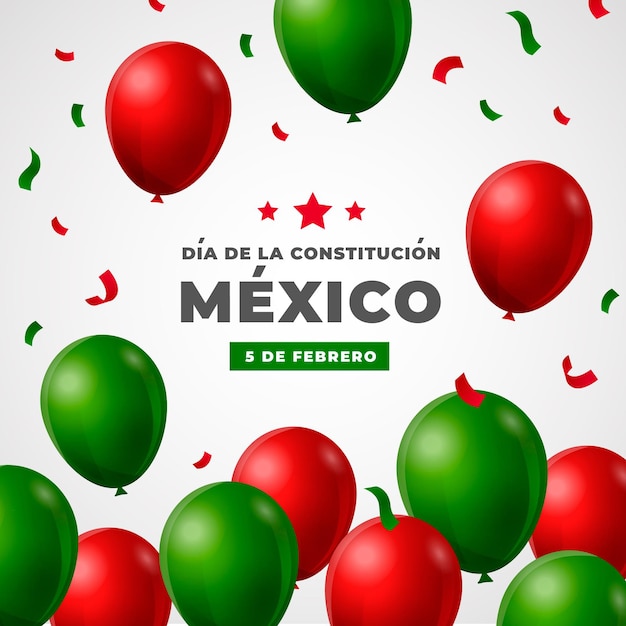 Realistyczne balony dzień konstytucji Meksyku