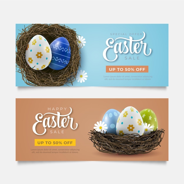 Realistyczne Banery Sprzedaży Wielkanocnej
