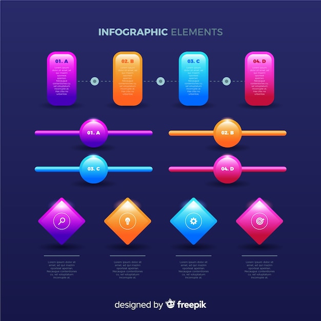 Bezpłatny wektor realistyczne błyszczące elementy infographic