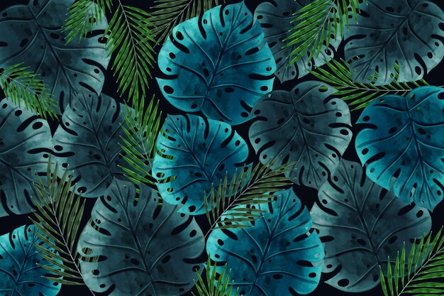 Realistyczne ciemne tropikalne liście tapety