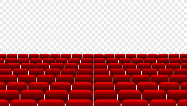 Realistyczne czerwone rzędy foteli kinowych