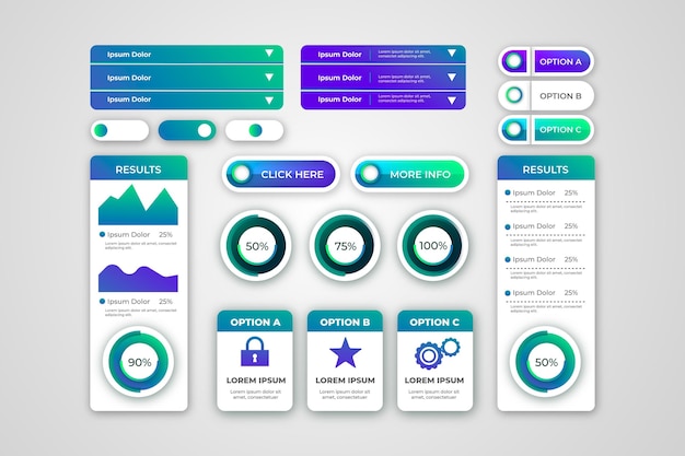 Bezpłatny wektor realistyczne elementy gradientu ui/ux