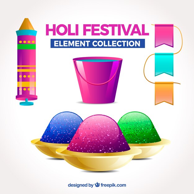 Realistyczne Elementy Kolekcji Holi Festiwal