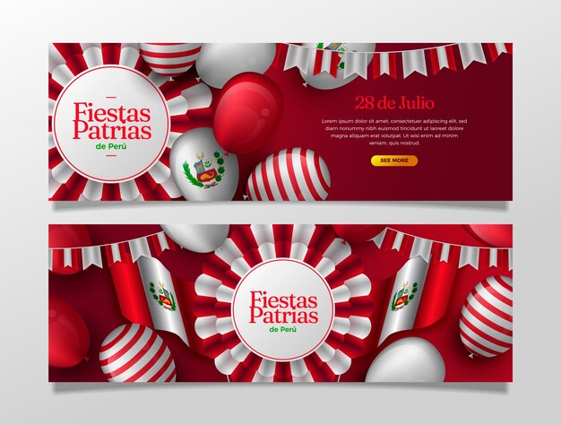 Realistyczne fiesty patrias poziome banery z balonami