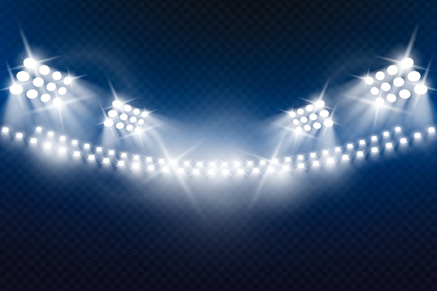 Bezpłatny wektor realistyczne jasne światła stadionowe