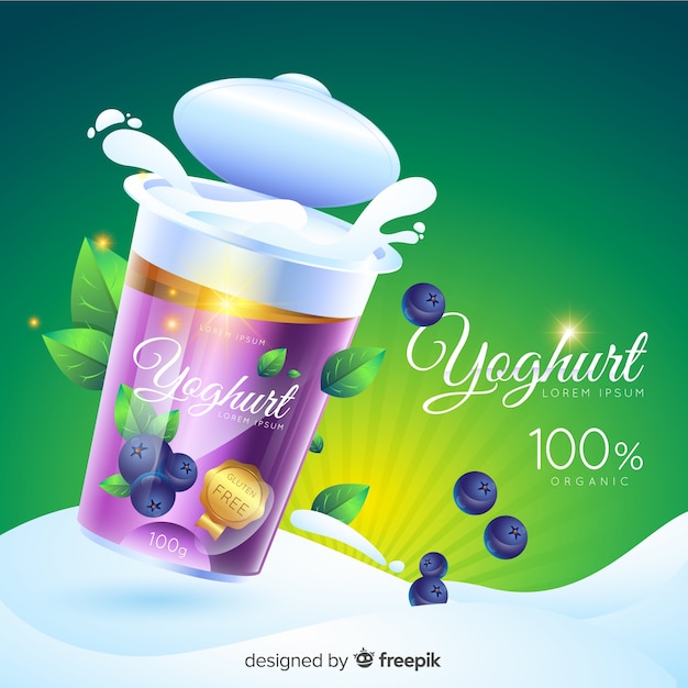 Realistyczne Jogurt Naturalny Tło Reklamy