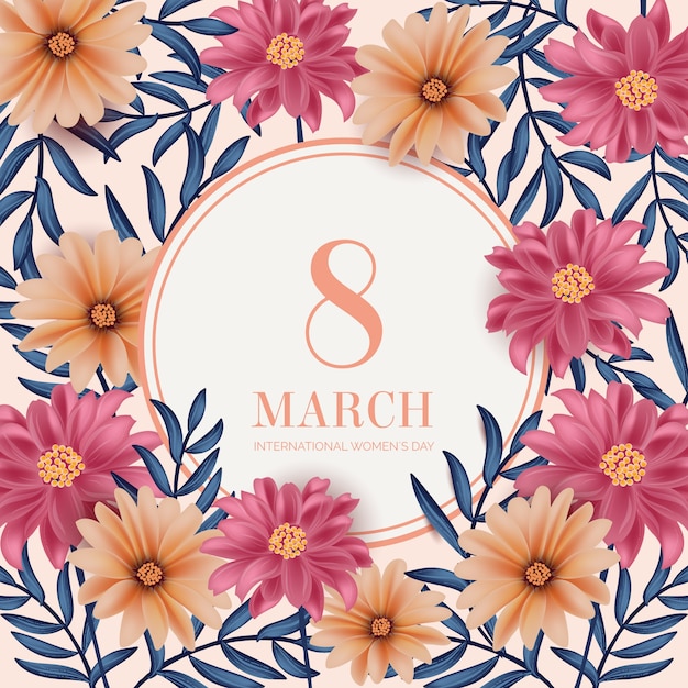 Realistyczne kolorowe kwiaty na dzień kobiet i 8 marca