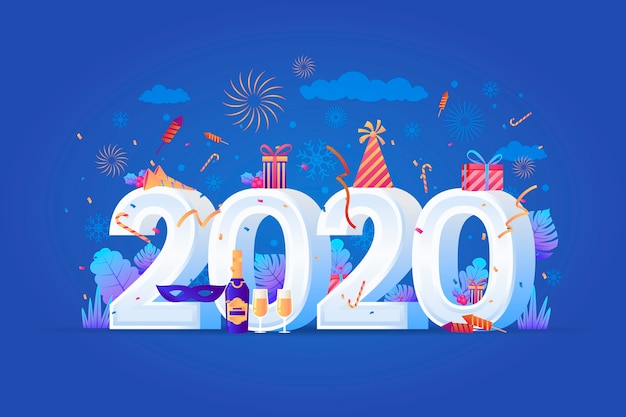 Realistyczne śmieszne nowy rok 2020 tło