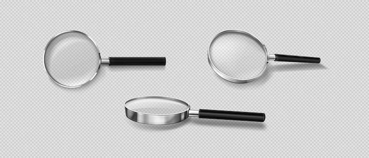 Bezpłatny plik Wektor realistyczne szkło powiększające 3d pod różnymi kątami